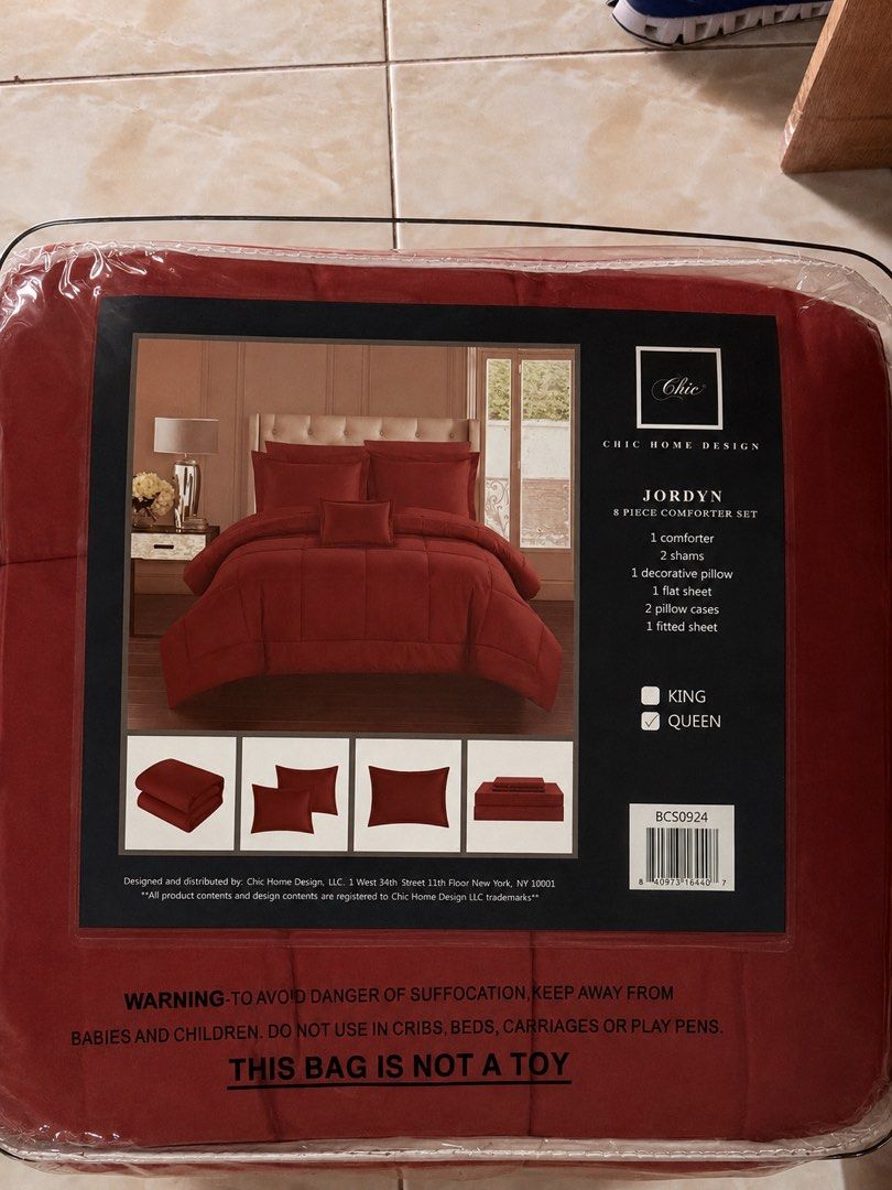 8-Piece Comforter Set (Queen Size) (Category: Bedding & Towels) located in Taguig. Submitted by chillane (Listing ID 1446895536, Image 2). Description: Brand new / never used Queen Size Includes: ✔️ 1 Comforter ✔️ 2 Shams ✔️ 1 Decorative Pillow ✔️ 1 Flat Sheet ✔️ 1 Fitted Sheet ✔️ 2 Pillowcases 💯 Still in its original packaging. 📍Location: San Pedro Laguna 💵 Price: ₱1,000.