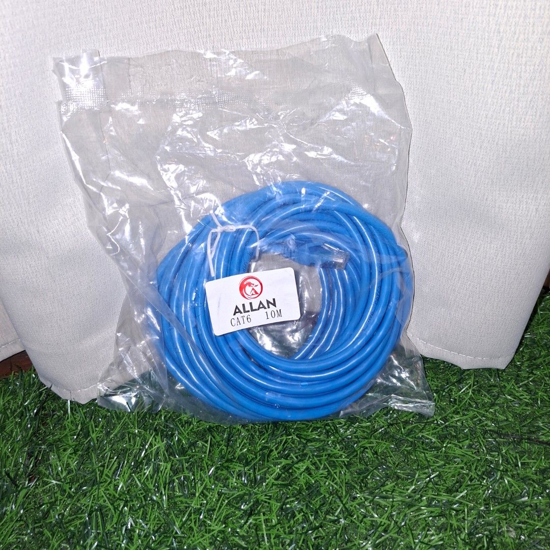 Allan CAT6 10M Blue Network Cable lan ethernet (Category: Cables & Adaptors) located in Pasig City. Submitted by fast-ship (Listing ID 1446806142, Image 2). Description: - Brand: Allan - Type: CAT6 Network Cable - Length: 10 meters - Condition: Brand new, original packaging - Benefits: Fast and reliable connectivity for your devices.