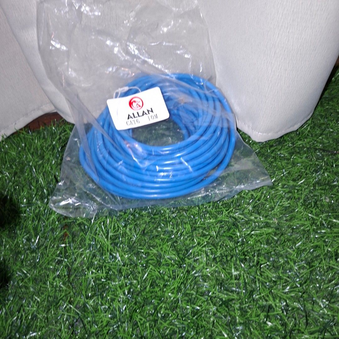 Allan CAT6 10M Blue Network Cable lan ethernet (Category: Cables & Adaptors) located in Pasig City. Submitted by fast-ship (Listing ID 1446806142, Image 3). Description: - Brand: Allan - Type: CAT6 Network Cable - Length: 10 meters - Condition: Brand new, original packaging - Benefits: Fast and reliable connectivity for your devices.