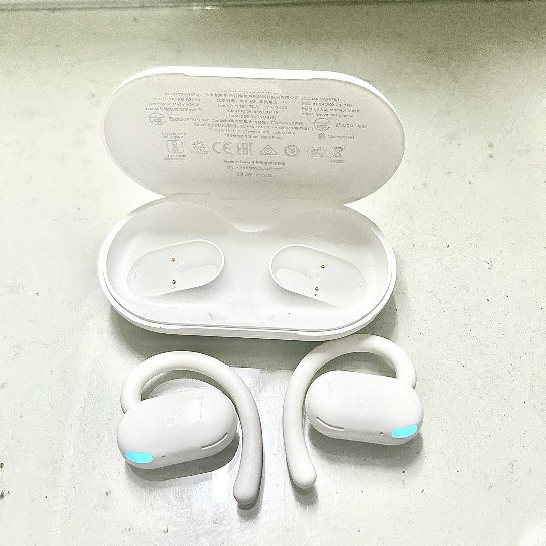 Anker Soundcore V20i Open-Ear Earbuds (Category: Earphones) located in Lingayen. Submitted by jessadinerose2026 (Listing ID 1446758984, Image 2). Description: - Anker Soundcore V20i Open-Ear Earbuds - Rotatable design for a snug, all-day comfortable fit - Punchy bass for powerful, immersive sound - IPX5 SweatGuard protection against sweat and water - Extended playtime: Up to 36 hours with the charging case - Seamless Multipoint connection to two 