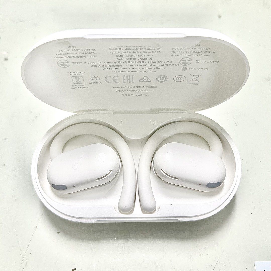 Anker Soundcore V20i Open-Ear Earbuds (Category: Earphones) located in Lingayen. Submitted by jessadinerose2026 (Listing ID 1446758984, Image 3). Description: - Anker Soundcore V20i Open-Ear Earbuds - Rotatable design for a snug, all-day comfortable fit - Punchy bass for powerful, immersive sound - IPX5 SweatGuard protection against sweat and water - Extended playtime: Up to 36 hours with the charging case - Seamless Multipoint connection to two 