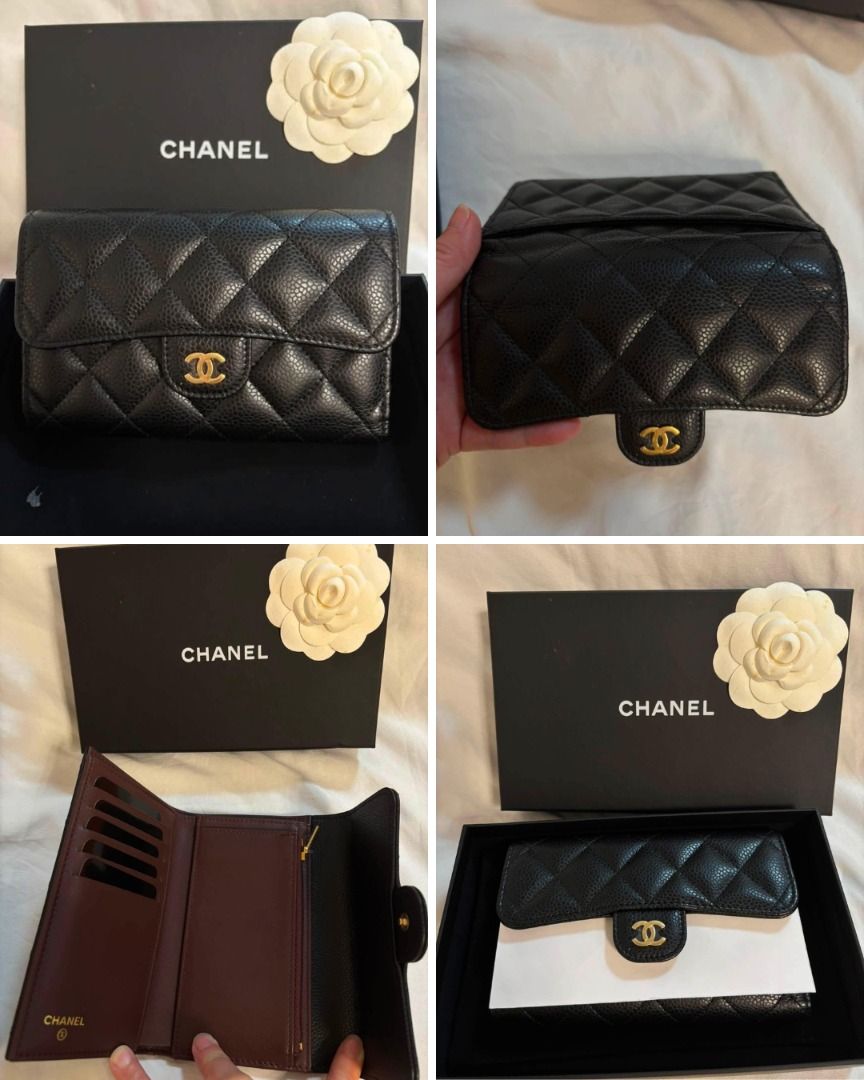 Authentic Chanel Tri-fold Classic Flap wallet (Category: Luxury Bags & Wallets) located in Taguig. Submitted by curatedbyb.ph (Listing ID 1446868029, Image 2). Description: Authentic Chanel Tri-fold Classic Flap wallet Unused condition- medium size series 31 Inclusions: cards, box, dustbag.