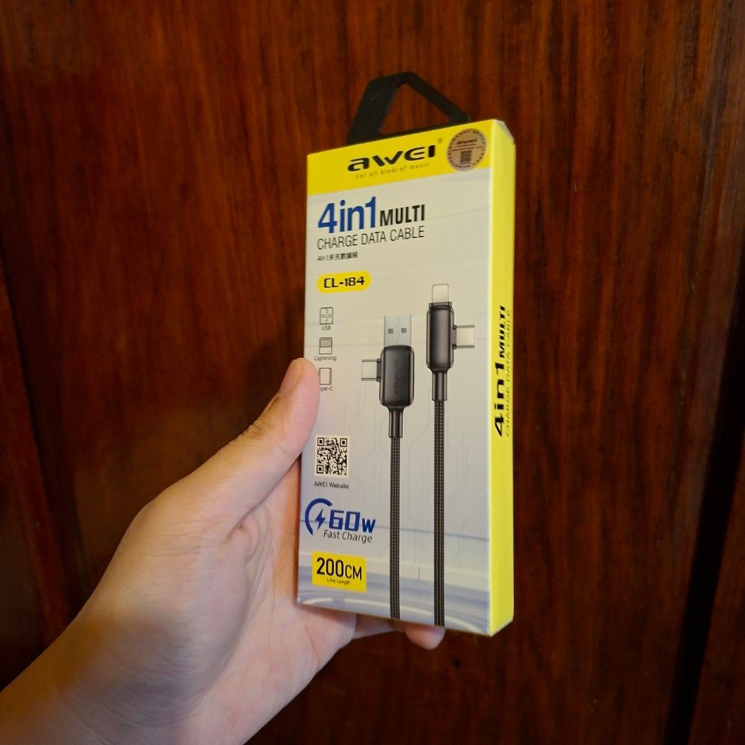 Awei 4 in 1 cable usb type c type a lightning iphone anker xiaomi samsung (Category: Health Monitors & Weighing Scales) located in Manila. Submitted by mr.fast (Listing ID 1446810748, Image 2). Description: .