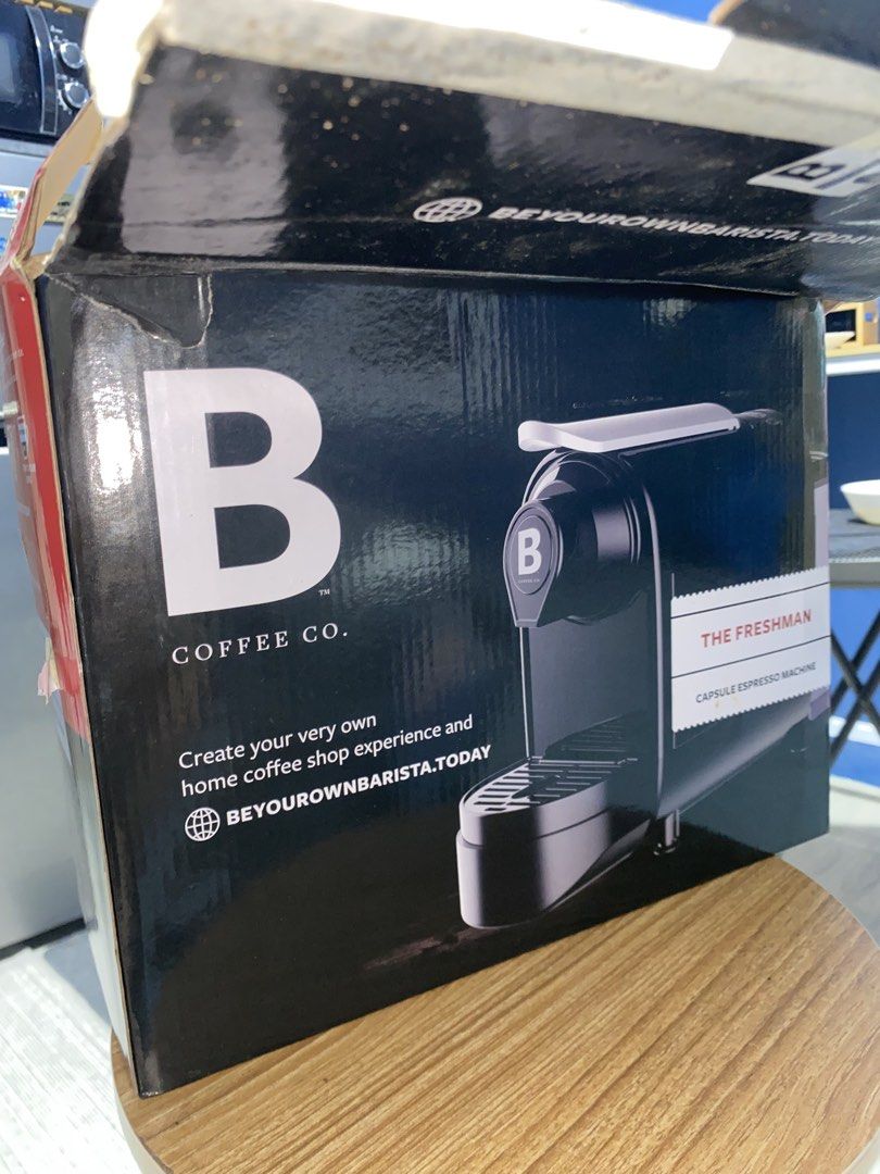 B Coffee Co. The Freshman Capsule Espresso Machine (Category: Coffee Machines & Makers) located in Caloocan City. Submitted by m1kk00 (Listing ID 1446797494, Image 3). Description: - B Coffee Co. 'The Freshman' espresso machine - Color: Black - Create your own home coffee shop experience - Easy caffeine fix - Original box included.