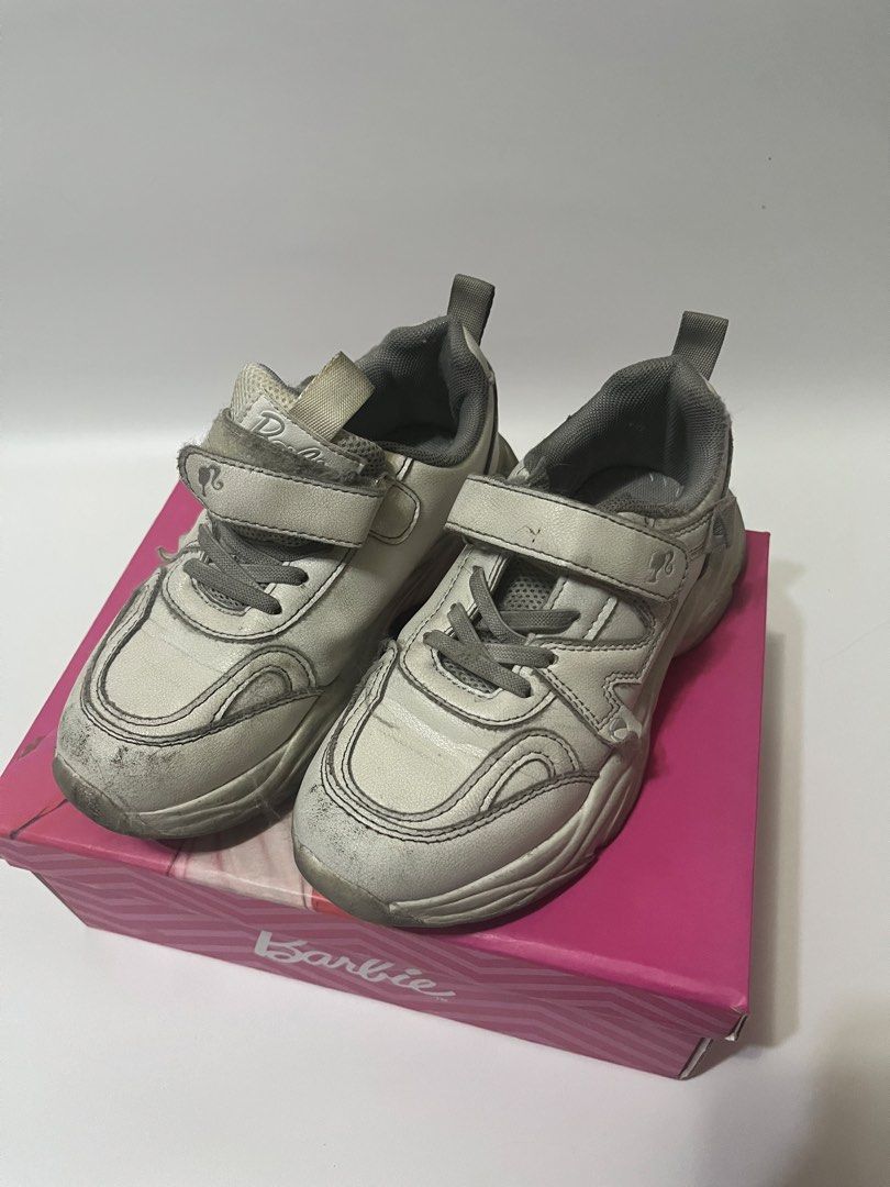 Barbie Sofia White Kids Sneakers Size 13 (Category: Babies & Kids Fashion) located in Imus. Submitted by clengpotph (Listing ID 1446761475, Image 2). Description: - White Barbie Sofia sneakers for kids - Size 13 - Easy velcro straps for quick on and off - Comes with original Barbie box - Shows some signs of wear, typical for kids' shoes - NEED WASH .