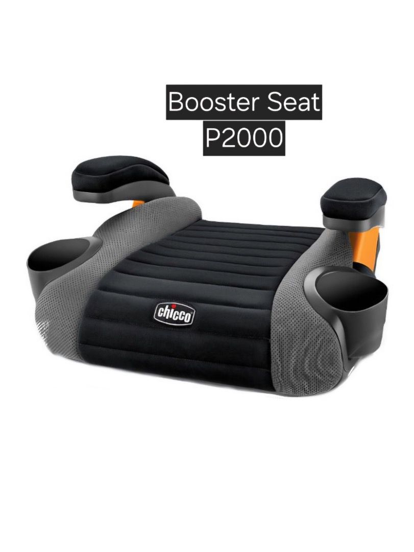 Chicco Booster Seat P2000 (Category: Car Seats) located in Quezon City. Submitted by shopus2mnl (Listing ID 1446808205, Image 1). Description: - Chicco Booster Seat, Model P2000 - Color: Black, Grey, and Orange accents - Features convenient cup holders on both sides - Ideal for car trips and travel - Easy and quick installation.