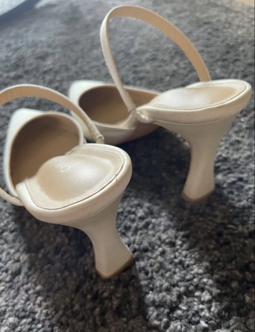 Christy Ng Cream Satin Pointed Toe Slingback Heels Size 38 (Category: Heels) located in Kuala Lumpur. Submitted by meitinie (Listing ID 1446845800, Image 3). Description: - Christy Ng cream satin slingback heels - Size 38 - Elegant pointed toe design perfect for wedding or events - Comfortable moderate heel height - Includes original box and dust bag.
