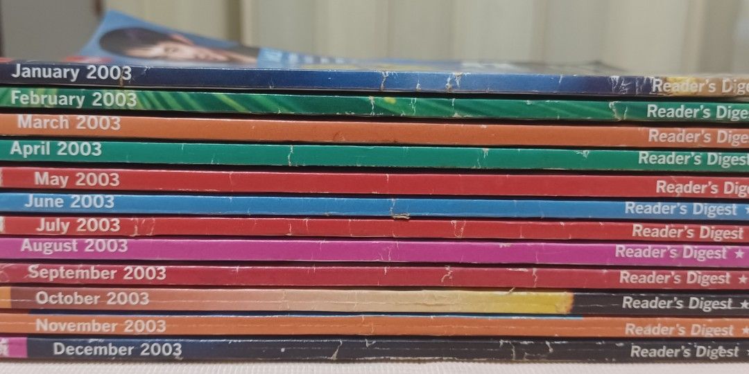 Complete 2003 Set Reader’s Digest Magazines (Full Year) (Category: Magazines) located in Quezon City. Submitted by wjmae (Listing ID 1446786566, Image 3). Description: All 12 issues – classic informative reading, great for collectors and readers! ✅ DETAILS: - Full Set: Complete 12 monthly issues from January to December 2003 ​ - Content: Packed with interesting articles – health, lifestyle, true stories, science, human interest, inspiration, and 
