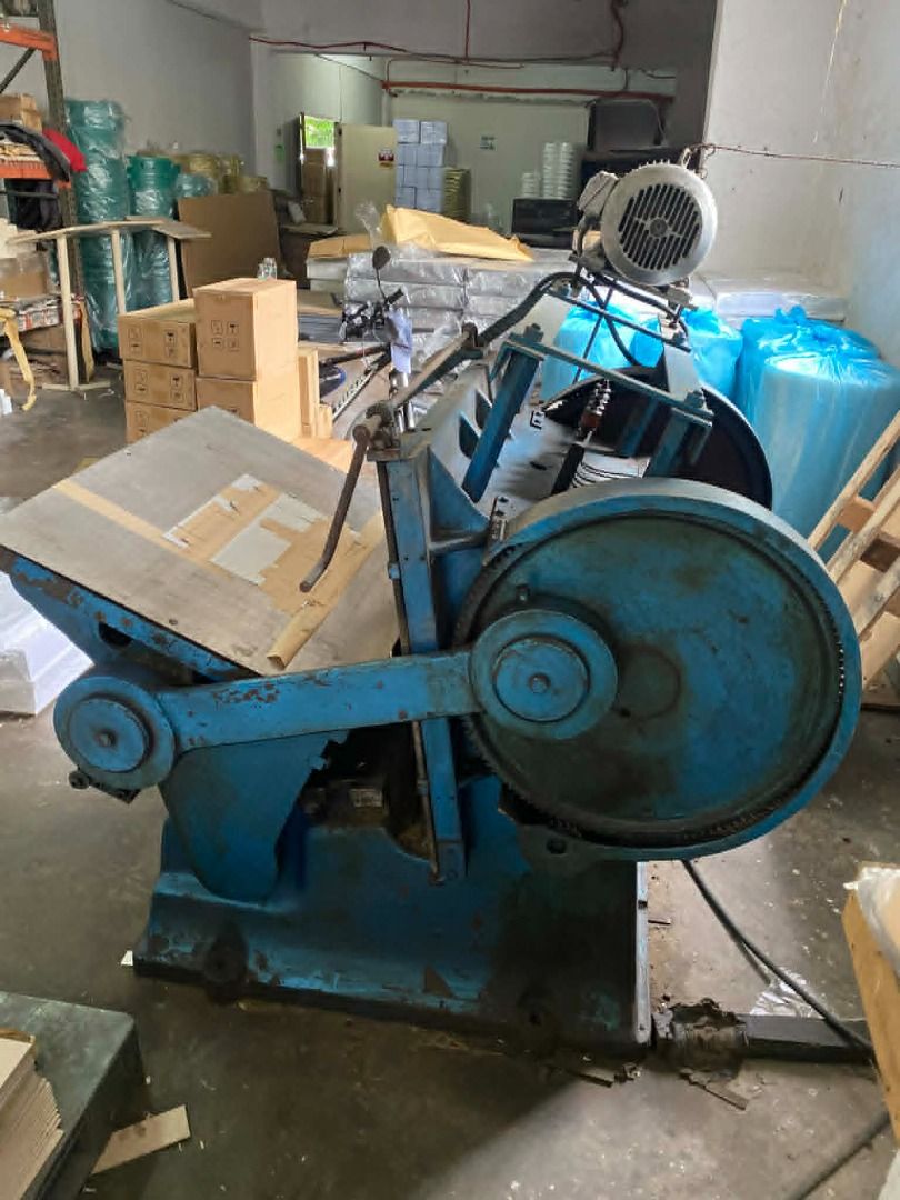 Die Cutting Machine for Cardboard and Paper (Category: Craft Supplies & Tools) located in Paranaque City. Submitted by goldenwhale.c6c4bd (Listing ID 1446770623, Image 3). Description: Die Cutting Machine Industrial (Platen Press) – - Heavy duty die cutting machine - Brand: Likely TATMING - Color: Blue - Ideal for cutting cardboard and paper - Comes with a die cutter - Machine is in good working condition - Selling as is - Please check photos for