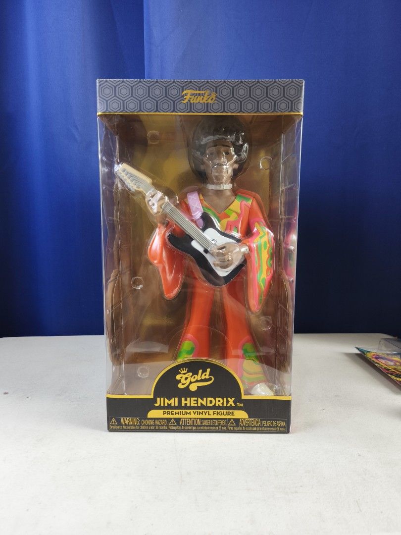 Funko The Gold Jimi Hendrix Vinyl Figure (Category: Designer & Blind Box Toys) located in Makati City. Submitted by jetpiraterecords (Listing ID 1446872935, Image 1). Description: - Funko Gold Collection: Jimi Hendrix vinyl figure - Iconic pose: Playing his guitar - Brand new in original packaging - Must-have for any collector - 12 inch vinyl .