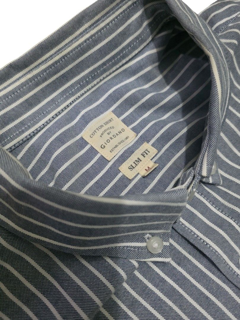 Giordano Classics Striped Oxford Longsleeves button down shirt (Category: Formal Shirts) located in Angeles City. Submitted by recyclecenter (Listing ID 1446865421, Image 3). Description: Giordano Classics Striped Oxford Longsleeves button down shirt Size M Shoulder - 17.5 inches Width - 21 inches Length - 29 inches No issues 9.5/10.