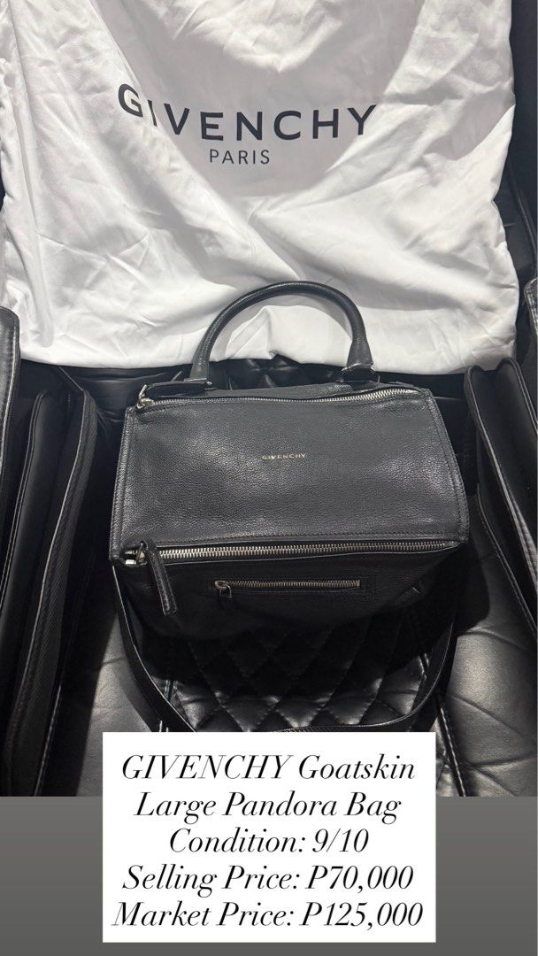 Givenchy Goatskin Large Pandora Bag (Category: Luxury Bags & Wallets) located in Quezon City. Submitted by cmgood (Listing ID 1446840144, Image 1). Description: - Authentic Givenchy Goatskin Large Pandora Bag - Original Retail Price: P125,000 - Includes original dust bag - A timeless and iconic handbag.