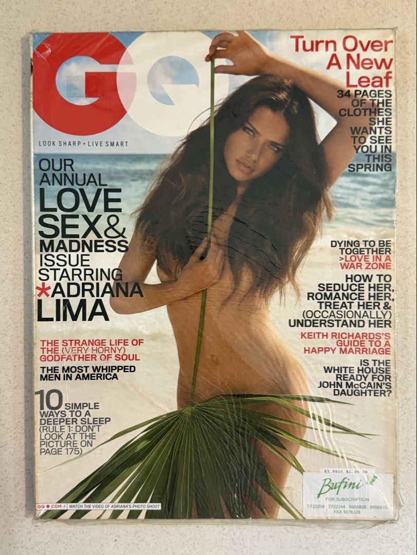GQ Magazine - Adriana Lima (Category: Magazines) located in Pasay City. Submitted by gahaman02 (Listing ID 1446773288, Image 1). Description: good condition. some flaws and creases - Cover: Adriana Lima - Featured Articles: - Godfather of Soul (James Brown) - Whipped Men in America - Keith Richards's Guide to Marriage - John McCain's Daughter - Perfect for fans of GQ and Adriana Lima..
