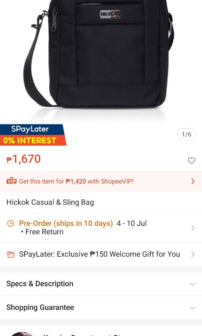 Hickok Casual Sling Bag (Category: Sling Bags) located in Makati City. Submitted by arjay1026 (Listing ID 1446893259, Image 3). Description: Hickock Sling Bag Mens good as new 10/10 - Stylish black leather crossbody bag - Convenient zippered front pocket - Spacious main compartment - Adjustable strap for a custom fit - Ideal for everyday wear - Shows some signs of wear, but remains fully functional.