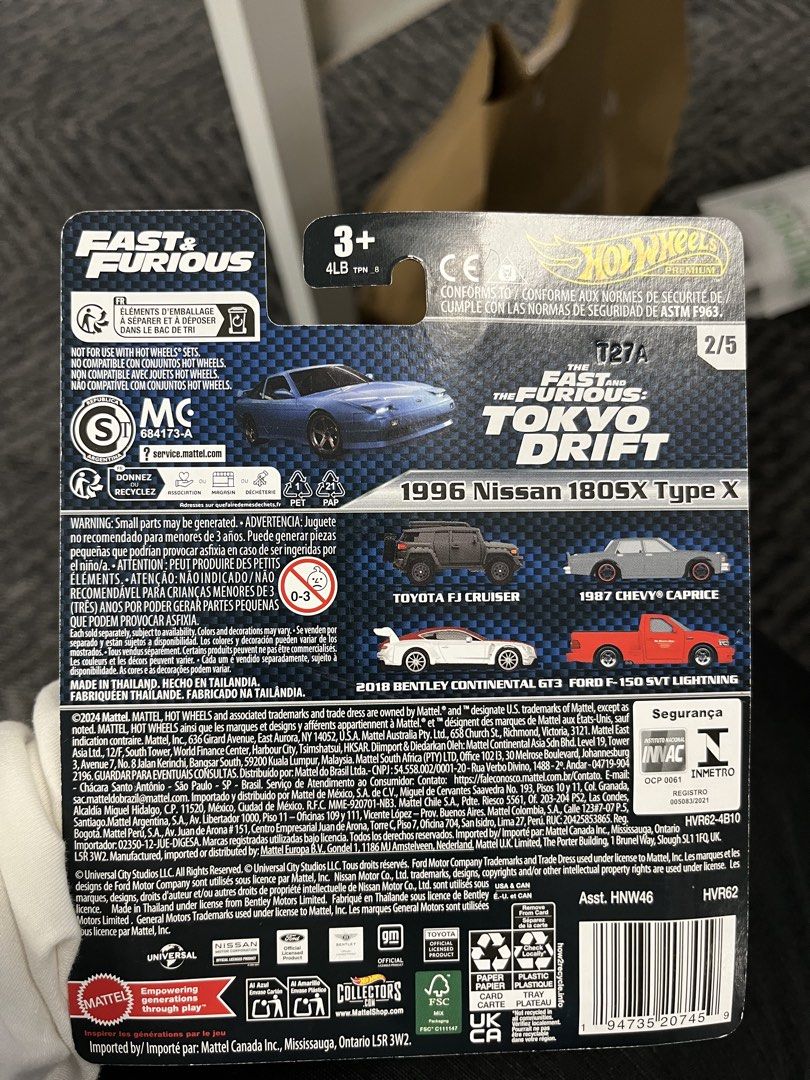 Hot Wheels Fast & Furious Diecast (Category: Vehicle & Diecast Models) located in Malabon City. Submitted by georgeisidro0776 (Listing ID 1446797562, Image 3). Description: - Hot Wheels Premium Fast & Furious Collection - Model: 1996 Nissan 180SX Type X - Mint Condition .