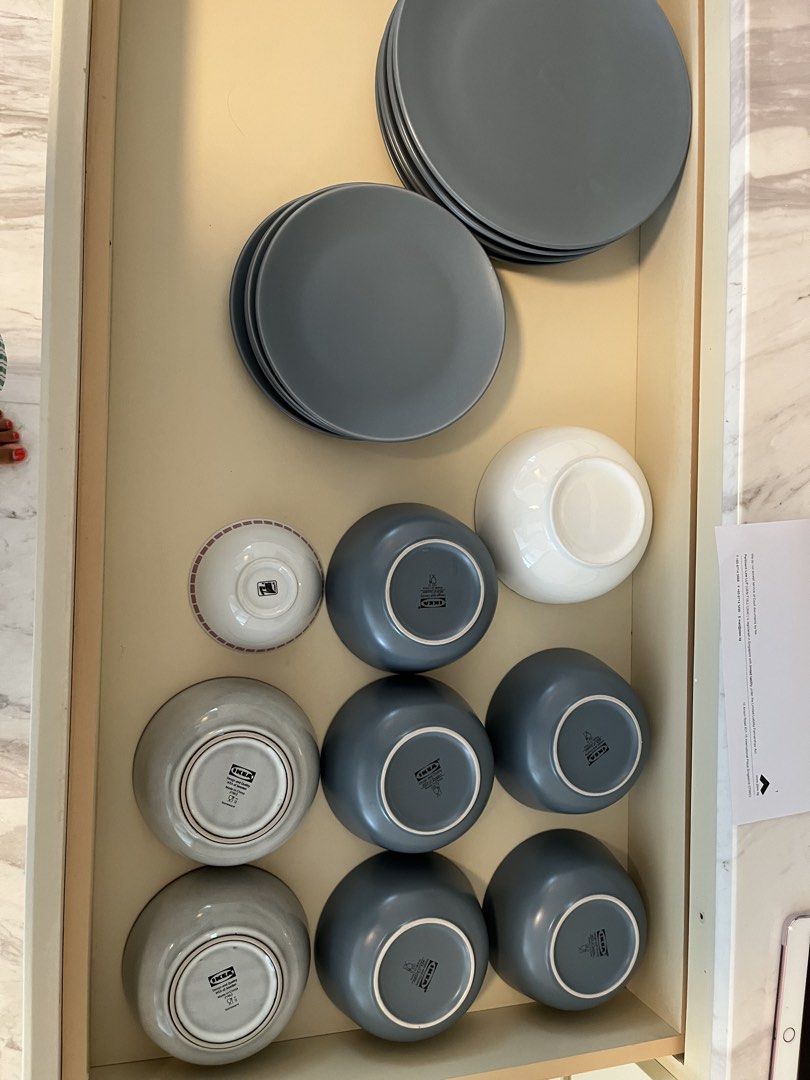 IKEA Dinnerware Set Grey/White Excellent Condition For Sale