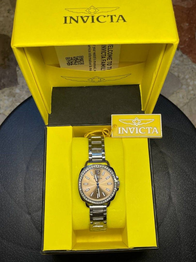 INVICTA WATCH (Category: Women's Watches) located in Manila. Submitted by daniel7584 (Listing ID 1446868140, Image 2). Description: OCEAN VOYAGE Lady Model 48693 - Ladies Watch Quartz Buy a band Features Specs Case and Dial Case Size: 32mm Case Material: Stainless Steel Bezel Material: Crystal Bezel Color: None Crown Type: Push Crystal Type: Mineral Dial Material: Brass Dial Color: Light Brown Movement Caliber: IM-Q-065 Water Resistance Water Res