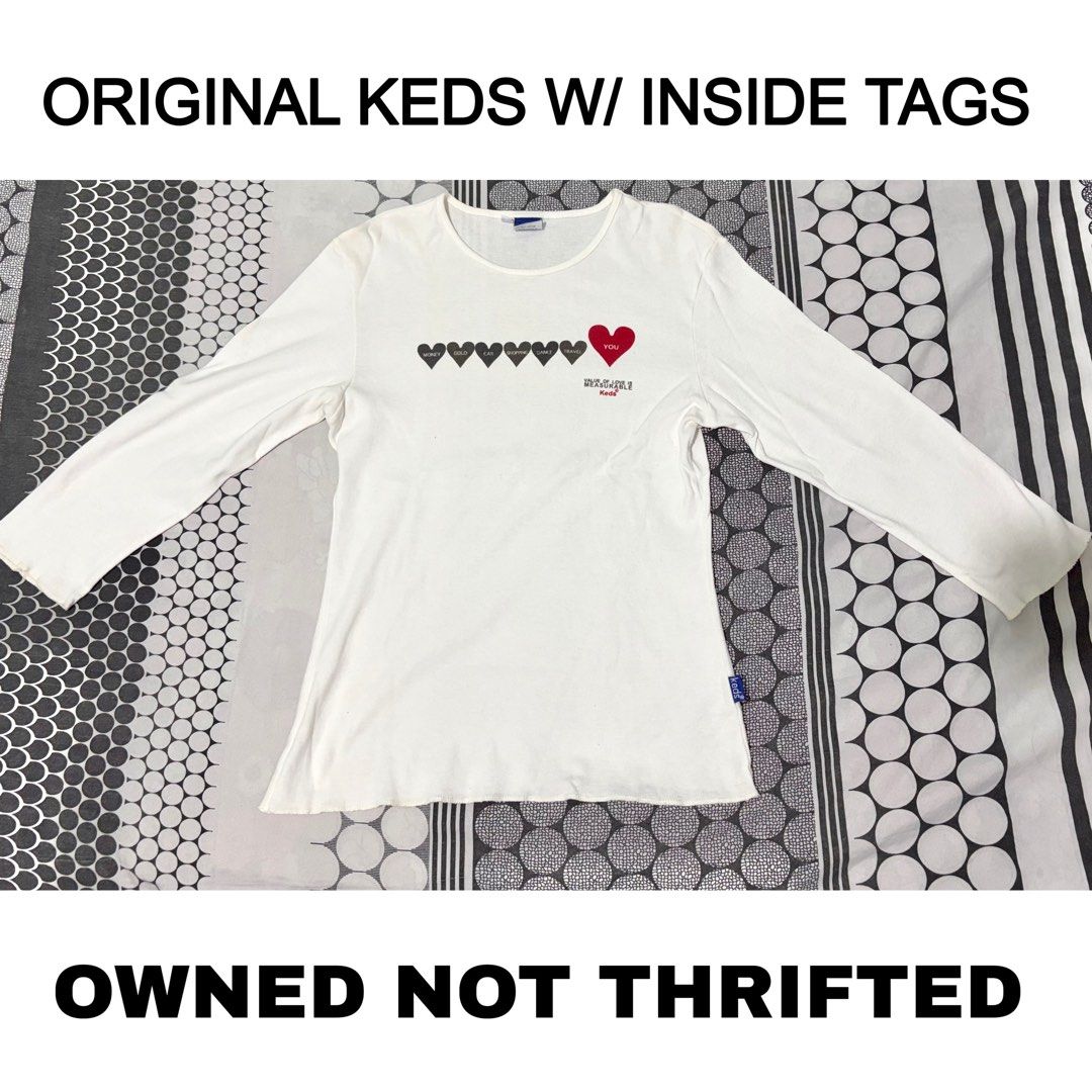 Keds 3/4 Longsleeves shirt (Category: Longsleeves) located in Santo Tomas. Submitted by ymm0210 (Listing ID 1446819940, Image 1). Description: - Keds White Long Sleeve T-Shirt - Size: L (small sizing) - Condition: with original tags attached (owned, not thrifted).