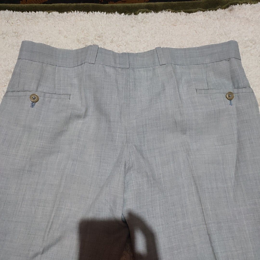 Light Grey Tailored Dress Pants (Category: Other Bottoms) located in Manila. Submitted by anthonig (Listing ID 1446794226, Image 3). Description: Length: 37 inches Width: 34 inches Hem: 9 inches Price: 200 pesos Condition: 8.8/10 Issues: 2nd pic zipper stain PM if interested or for inquiries Meetups within MANILA only Can do shipping at buyers expense.