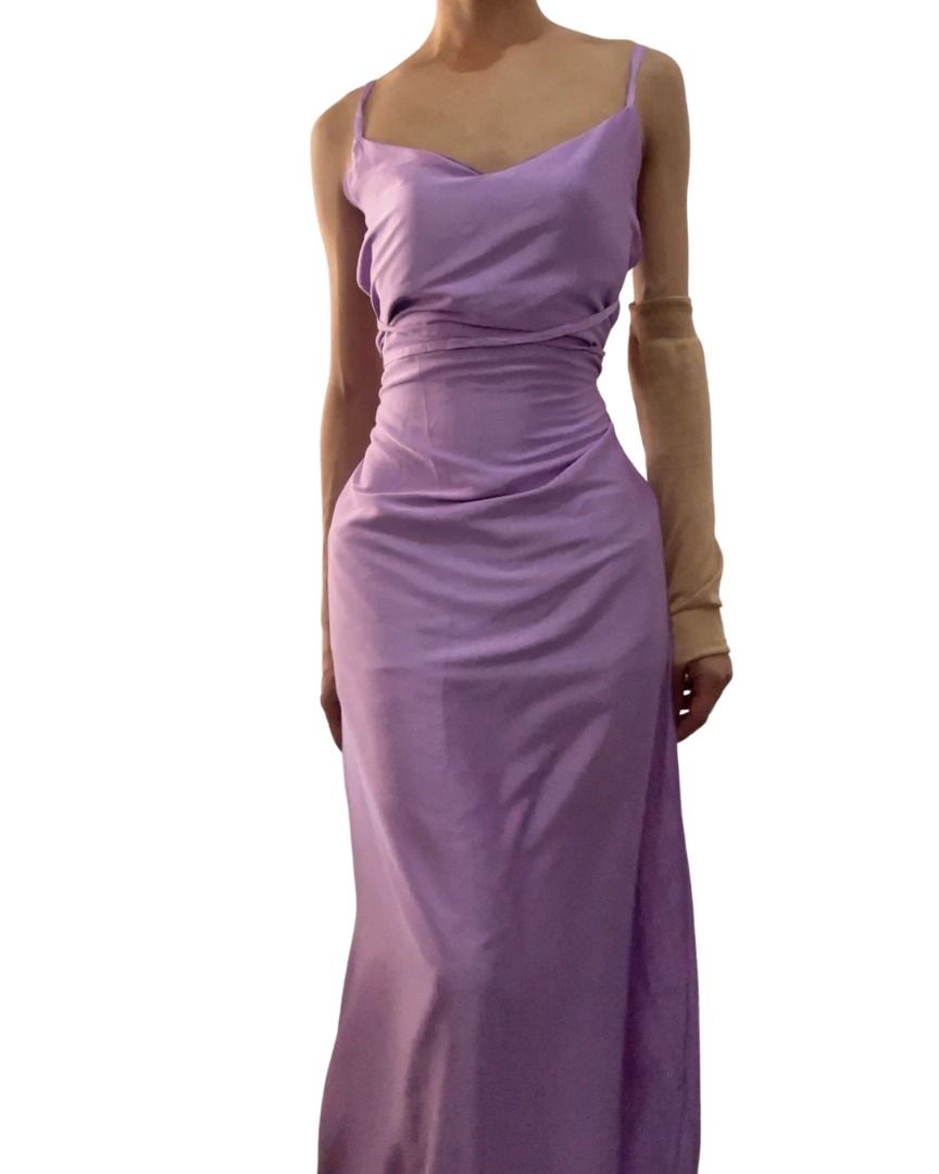 Lilac Backless Silk Slip Dress (Category: Dresses) located in Quezon City. Submitted by foundmode (Listing ID 1446856217, Image 2). Description: -100% mulberry silk -Fully adjustable, best fits S-M -Front width: 18” Length: 50” -Original design .