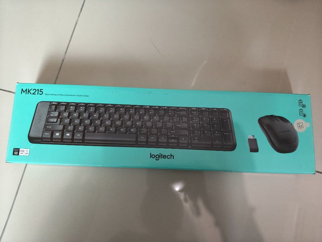 Logitech MK215 wireless keyboard and mouse combo (Category: Mouse & Mousepads) located in Makati City. Submitted by caithellyn81113 (Listing ID 1446809869, Image 1). Description: Brand new, received as a gift..