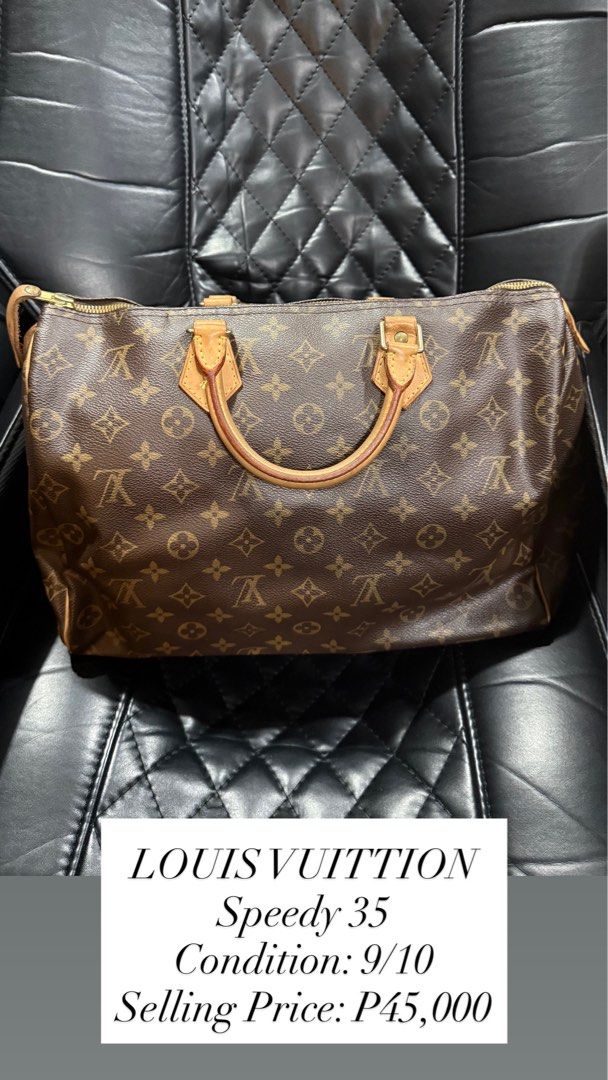Louis Vuitton Speedy 35 Monogram Canvas (Category: Luxury Bags & Wallets) located in Quezon City. Submitted by cmgood (Listing ID 1446841220, Image 1). Description: - Classic Louis Vuitton Speedy 35 - Monogram canvas - Timeless and spacious design - Perfect for LV enthusiasts.