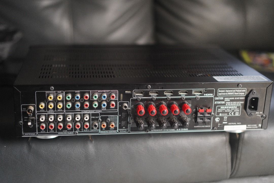 Marantz AV Receiver with Remote (Category: Soundbars, Speakers & Amplifiers) located in Calamba. Submitted by andreip05 (Listing ID 1446906180, Image 2). Description: Selling my Marantz NR1501 Slim AV Receiver. Classic Marantz quality and a great unit for audiophiles, DIY enthusiasts, or those looking for a restoration project. ✅ Standby light is working (as shown in the pictures) ❌ Unit does not power on 📌 Selling AS IS, no repairs done, no gua