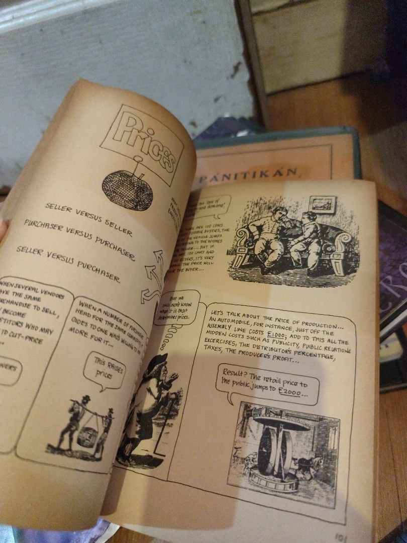Marx for Beginners by Rius Illustrated Book (Category: Storybooks) located in Manila. Submitted by silentstar-0f4b (Listing ID 1446761933, Image 2). Description: - 'Marx for Beginners' by Rius - Illustrated guide to Karl Marx's key ideas - Pages show natural yellowing due to age - Cover has some signs of wear - Perfect for beginners interested in Marxist philosophy - Sold as is.