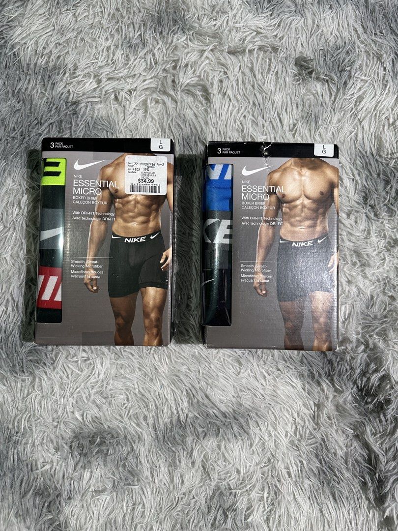 NIKE MICRO ESSENTIAL BOXER BRIEF 3PCS LARGE (Category: Underwear) located in Legazpi City. Submitted by albay.hype.shop (Listing ID 1446834897, Image 1). Description: NIKE MICRO ESSENTIAL BOXER BRIEF 3PCS 1,350 EACH PACK ONLY! SIZE: LARGE 36-38 WAIST BRANDNEW LEGIT.