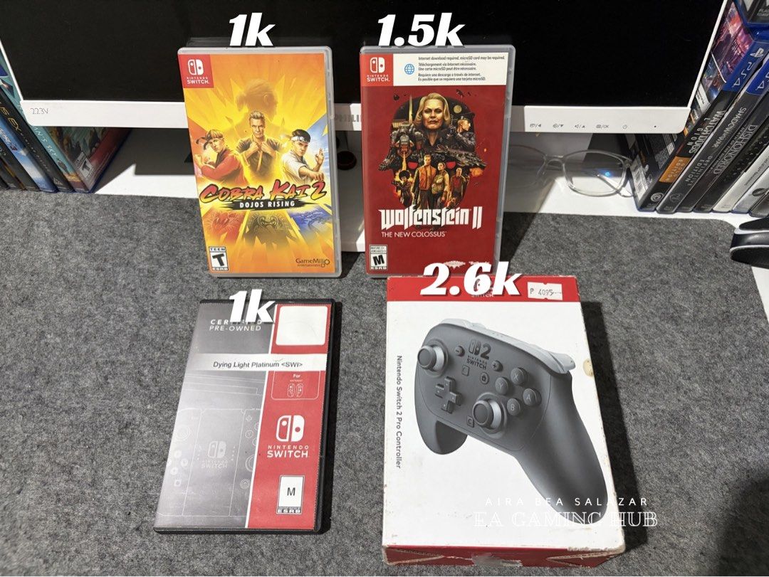 Nintendo Switch Games, Controller & Sd Card (Category: Nintendo) located in Manila. Submitted by eagaminghub (Listing ID 1446846621, Image 2). Description: For Sale Switch 1 & 2 Games, controller & Sd Card Feel free to visit our page Sandisk Extreme A2 - 6.5k Nintendo Switch 2 Pro Controller - 2.6k Switch 2 Demon x Machina titanic scion - 2.5k Switch 1 It Takes Two - 1.3k Stardew Valley - 1.1k Mario Golf Super Rush - 1400 Super Mario RPG - 1300 C
