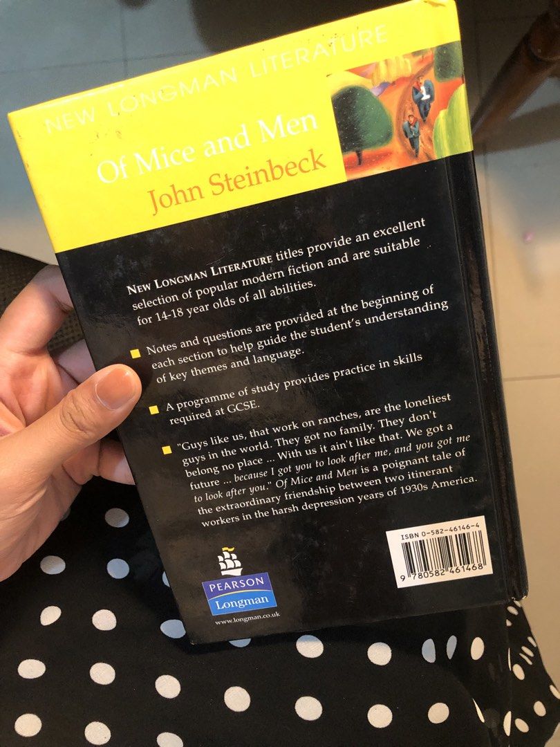 Of Mice and Men by John Steinbeck (Category: Storybooks) located in Taguig. Submitted by d968cf0b5252f364e60dafe74f5615 (Listing ID 1446764985, Image 3). Description: Kindly double check the photos uploaded and the description before making your final offer. Won’t reply to question that’s already included in the description. Location: Taguig Pinagsama Fort Bonifacio. JNT shipment fee usually is 44 pesos Thanks! 😊 .