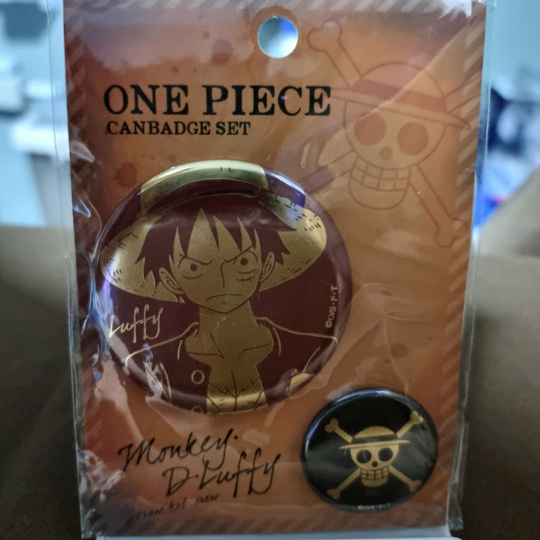 Official One Piece - Monkey D. Luffy - Can Badge Set (Category: Character Goods) located in Cavite. Submitted by katwuhoo (Listing ID 1446908524, Image 1). Description: Official merch from Mugiwara Store Tokyo: ■ Sealed ■ Unused ■ Foil-Stamped Set of 2 Can Badges: ■ x1 - 56mm ■ x1 - 32 mm MOP: GCash / BDO Chat for inquiries.