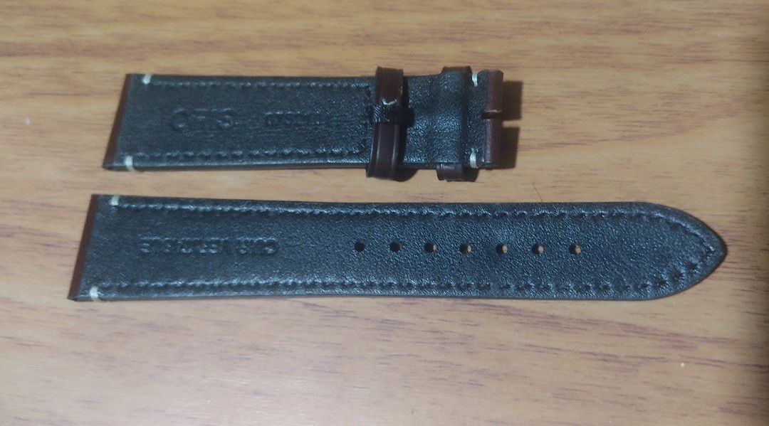 Oris leatherstrap (Category: Men's Watches) located in Manila. Submitted by honeyrox (Listing ID 1446729223, Image 3). Description: - Brand: Oris - Material: Genuine Leather ('Cuir Veritable') - Color: Dark Brown - Lug width - 21mm - Stitching: White contrast stitching - Condition: Good brand new - Style: Classic and elegant - Ideal for: Oris watches or similar lug width timepieces payment thru bpi gcash maya eastwest gotyme shipping grab lalamov