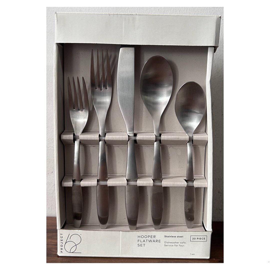 Project 62 Hooper Flatware Set 20 piece Stainless Steel (Category: Knives & Chopping Boards) located in Pasig City. Submitted by califinestcollectibles (Listing ID 1446792047, Image 3). Description: Project 62 Hooper Flatware Set 20 piece Stainless Steel KT#009 20-piece Stainless Steel Original/Authentic From USA Pick Up at One Oasis condominium ortigas extension pasig city Or Delivery via Lalamove,Jnt, LBC cod/cop JNT (payment first basis,gcash)