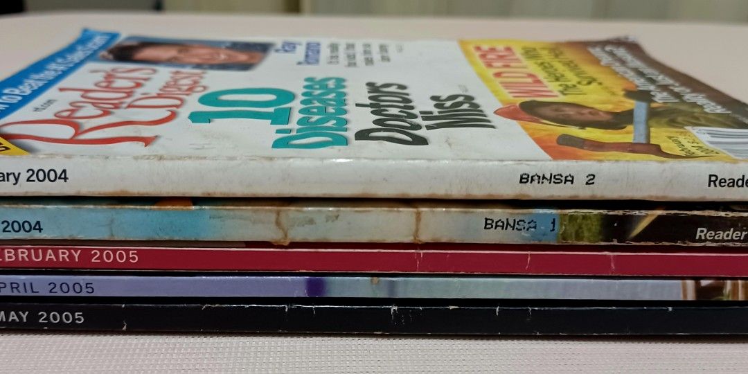Reader’s Digest Magazines Bundle (5 Issues) (Category: Magazines) located in Quezon City. Submitted by wjmae (Listing ID 1446794216, Image 3). Description: Great mix of classic informative reading – perfect for casual readers and collectors! ✅ ISSUES INCLUDED: - February 2004 ​ - April 2004 ​ - February 2005 ​ - April 2005 ​ - May 2005 ✅ CONTENT: Filled with well‑written articles on health, lifestyle, true stories, inspiration, science, practical