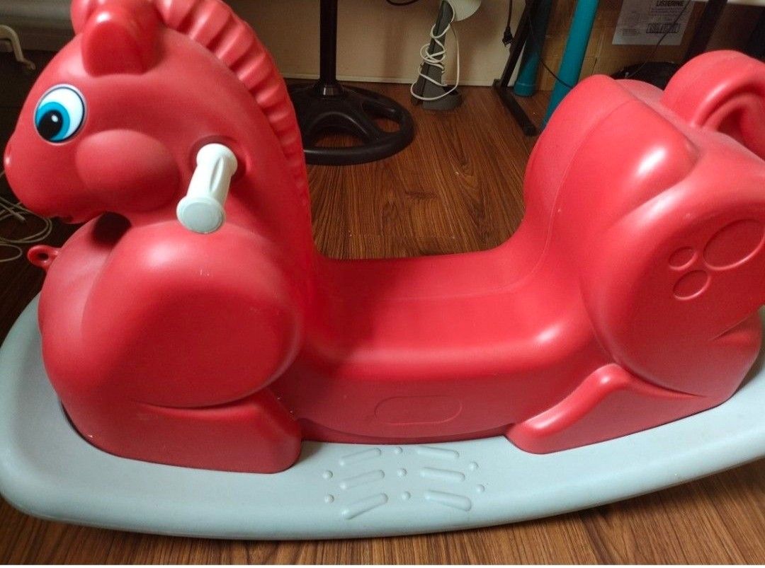 Red Plastic Rocking Horse Toy (Category: Kids Toys) located in Quezon City. Submitted by Cassidy (Listing ID 1446763898, Image 1). Description: - No issue. - Vibrant bright red rocking horse - Made from durable, sturdy plastic - Features easy-grip handles for safety - Smooth rocking motion on a light blue base - Designed for safe indoor play - Simple to wipe clean - Perfect for toddlers and young children.