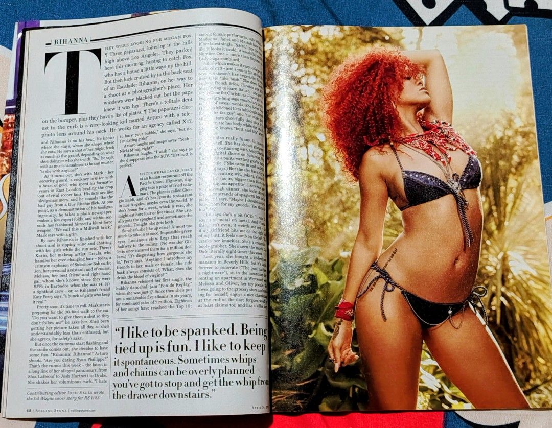 Rihanna Rolling Stone Magazine Cover (Category: Magazines) located in Batangas. Submitted by nickiperry12 (Listing ID 1446862790, Image 2). Description: Cover looks brand new because it has plastic cover. Story unveils about Rihanna. Has articles about Avril Lavigne, Britney Spears, amd other artist too..