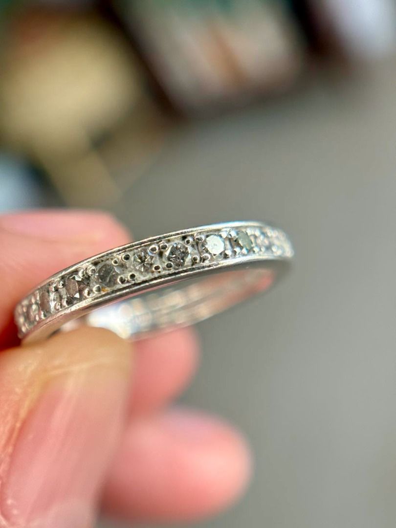 S5 0.50ct Diamond Platinum Band Ring (Category: Rings) located in Baguio. Submitted by asna_taku (Listing ID 1446833425, Image 3). Description: ✨ 0.50ct Diamond Platinum Band ✨ Understated luxury at its finest. An almost full eternity band set with 0.50ct natural diamonds in solid platinum—perfect as a wedding band, stacking ring, or everyday forever piece. 💎 0.50ct Natural Diamonds ✨ Platinum ⚖️ 3.5g 📏 Size 5 (resizing available) 💰 ₱26,000 ✔️