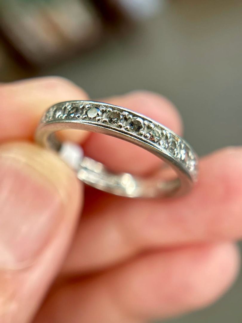 S5 0.50ct Diamond Platinum Band Ring (Category: Rings) located in Baguio. Submitted by asna_taku (Listing ID 1446833425, Image 1). Description: ✨ 0.50ct Diamond Platinum Band ✨ Understated luxury at its finest. An almost full eternity band set with 0.50ct natural diamonds in solid platinum—perfect as a wedding band, stacking ring, or everyday forever piece. 💎 0.50ct Natural Diamonds ✨ Platinum ⚖️ 3.5g 📏 Size 5 (resizing available) 💰 ₱26,000 ✔️