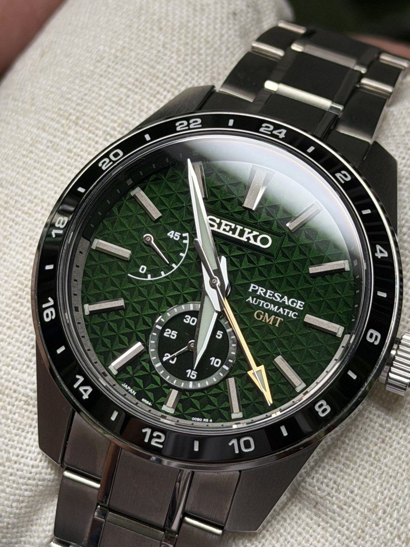 Seiko Presage Sharp Edge Green Gmt SPB219 / SPB219J1 (Category: Luxury Watches) located in Manila. Submitted by watch_cop (Listing ID 1446862794, Image 1). Description: Seiko Presage Sharp Edge Green Gmt SPB219 / SPB219J1 Price ₱65,000 Condition Brandnew Inclusion Double Box,guarantee, Warranty Card Hang Tag Caliber Number: 6R64 Movement Type: Automatic Power Reserve: Approx. 45 hours Jewels: 29 jewels Screw case back See-through case back Case M