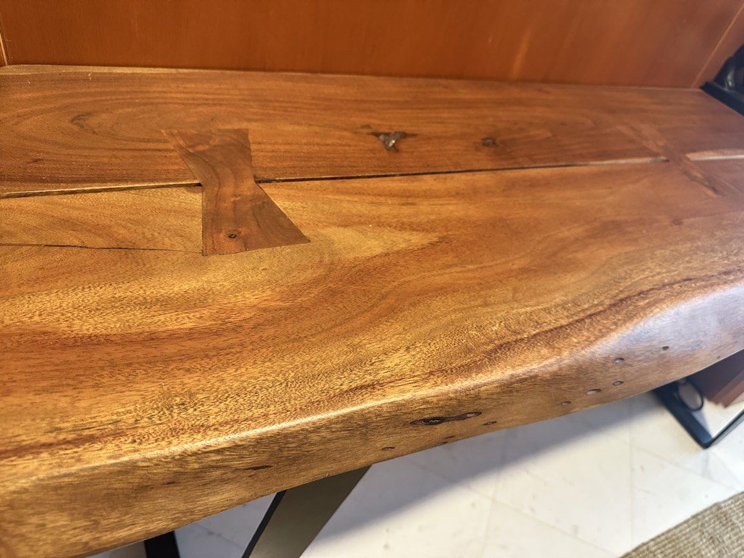 Side table (Category: Tables & Sets) located in Singapore. Submitted by jackiss1105 (Listing ID 1446735391, Image 2). Description: made of solid wood + iron leg and have been carefully used in very good condition. Item from creat & barrel original price upper $3500.