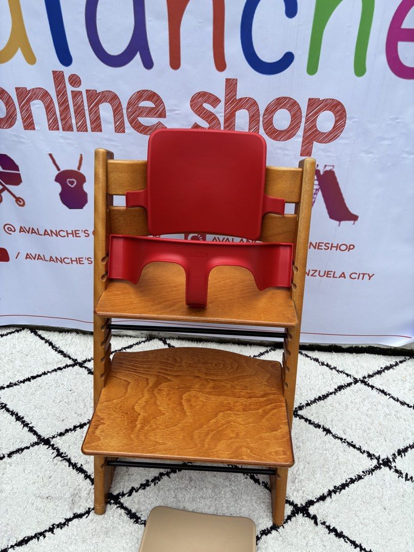 Stokke Tripp Trapp high chair (Category: Kids Tables & Chairs) located in Manila. Submitted by avalanchesonlineshopmainacount (Listing ID 1446783563, Image 2). Description: With accessories is 8,999 Highchair only 5,999.