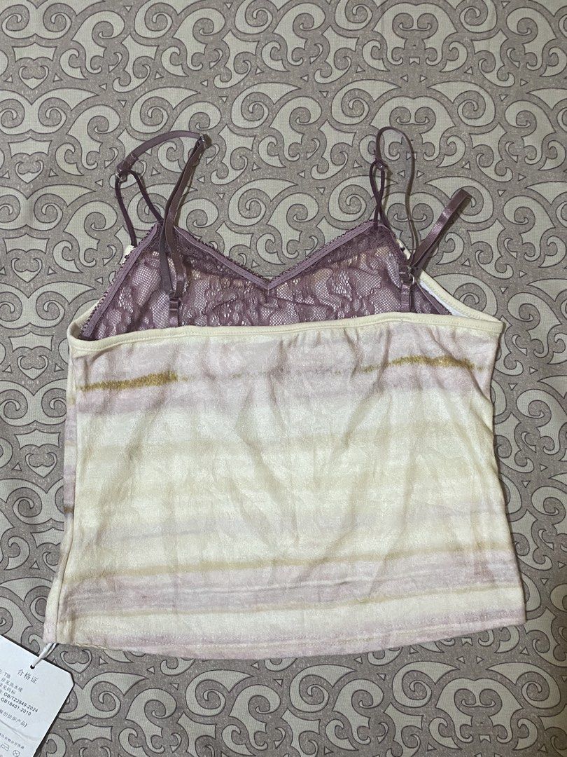 Y2K Striped Camisole Top with Lace (Category: Sleeveless) located in San Pablo. Submitted by asaptyler (Listing ID 1446820009, Image 2). Description: Cute camisole top - Lace at neckline - Adjustable straps - Soft fabric.