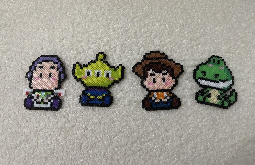 [magnet Set] Toy Story Perler Bead Figures - Buzz, Alien, Woody, Rex ...