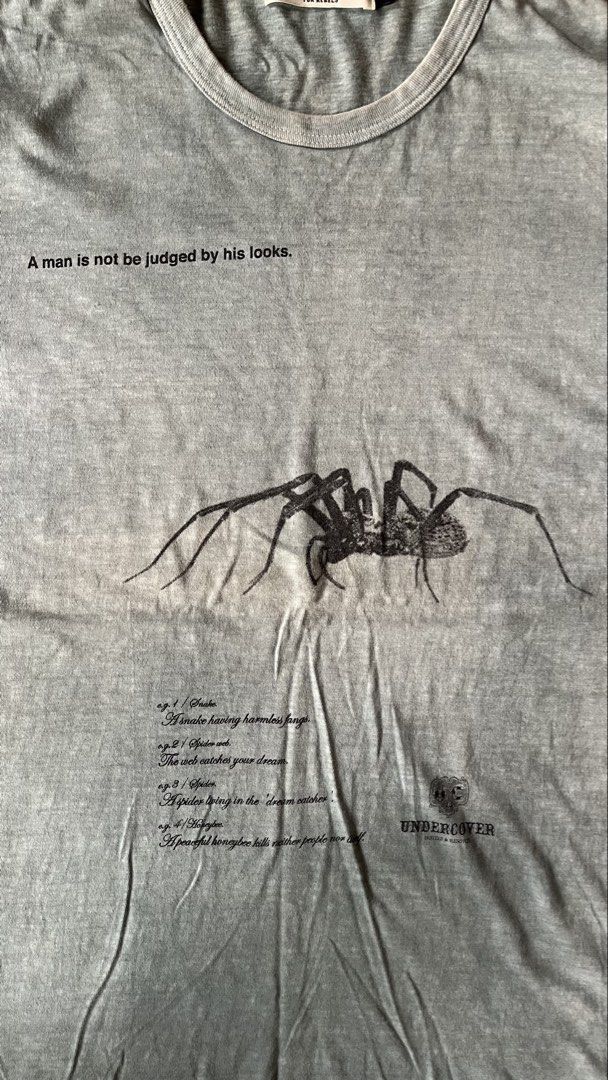 Undercover Spider Tee (Category: Tshirts & Polo Shirts ) located in Batangas. Submitted by pyrex_13 (Listing ID 1446749448, Image 3). Description: Either SS06 or SS08 Undercover 3k shipped size 2 fits medium dyed it black last pic for reference only width: 19.5” length: 27.5”.