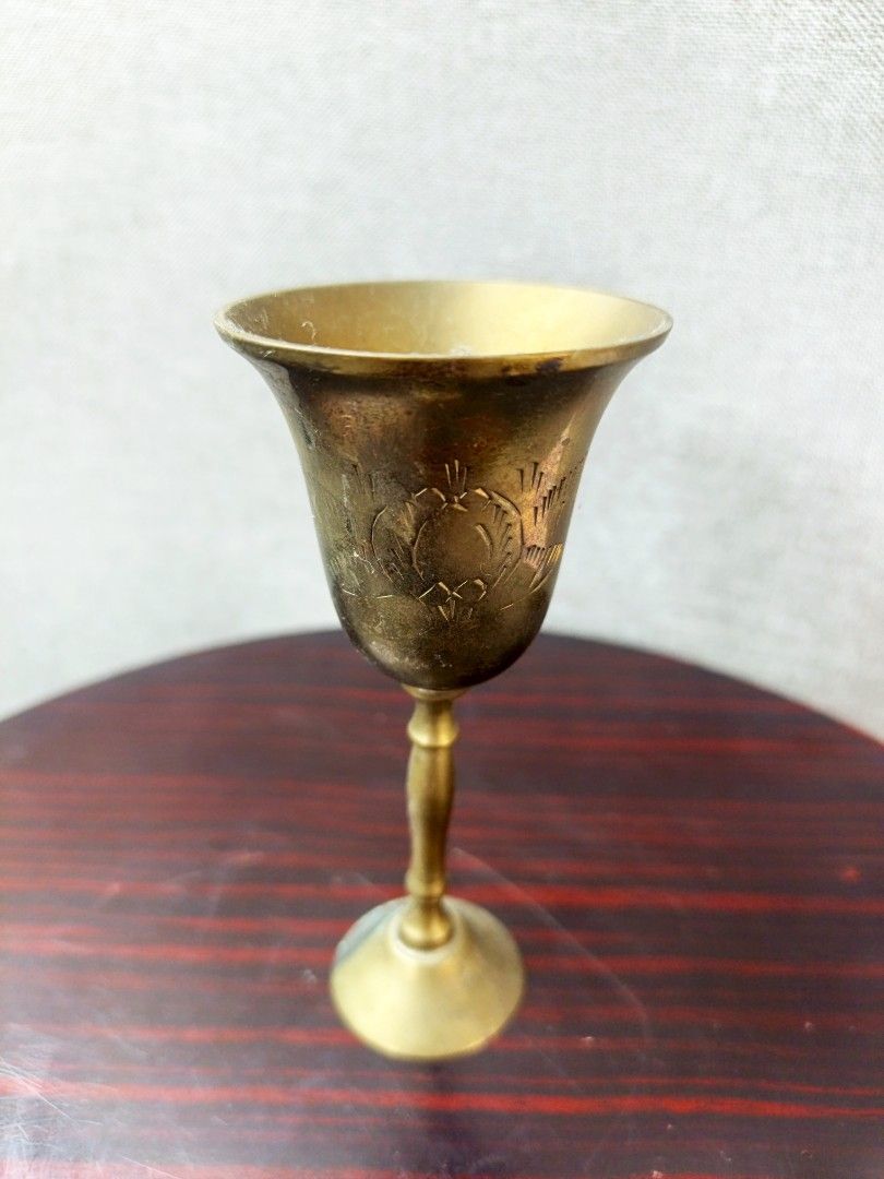 vintage brass goblet chalice cup (Category: Vintage Collectibles) located in Baguio. Submitted by rustyribbon (Listing ID 1446745614, Image 2). Description: vintage mini brass goblet 4.6" tall, solid brass, etched 300 +sf mop: gcash/maya mod: j&t payo .