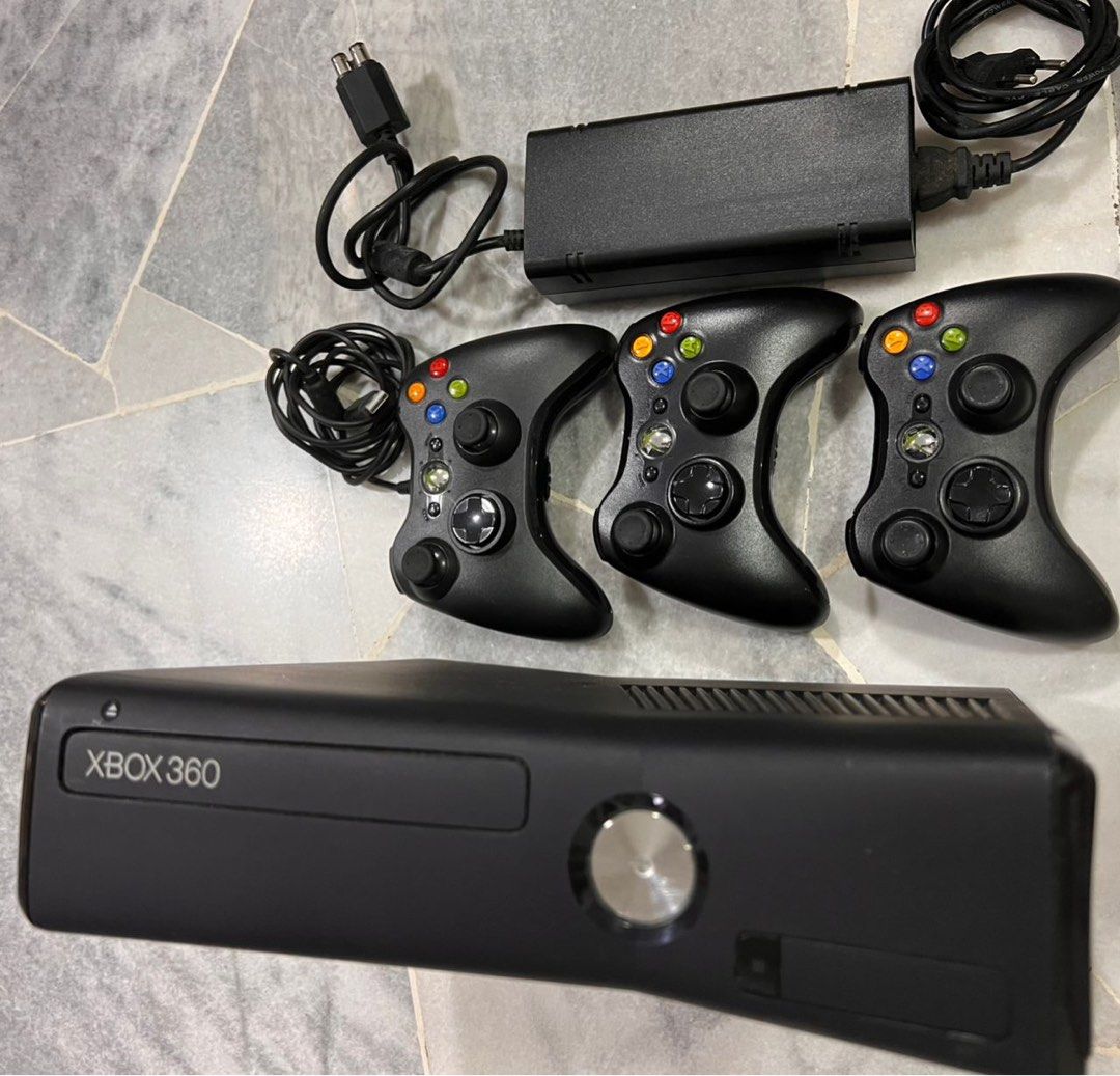 Xbox 360 S Console with 3 Controllers (Category: Xbox) located in Kuala Lumpur. Submitted by kaiantey8840623 (Listing ID 1446881656, Image 1). Description: Xbox 360 S Console -250GB hard drive -Fully tested and works perfectly -HDMI output for HD gaming -Includes 3 controller ( 1 wired and 2 wireless) .