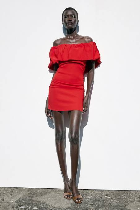 Zara RED off shoulder dress (Category: Dresses) located in Taguig. Submitted by cheks07 (Listing ID 1446771954, Image 2). Description: Zara red off shoulder dress ❣️ Size small Brand new with tag No when worn photos, just look at the posts and check it online Stretchy.