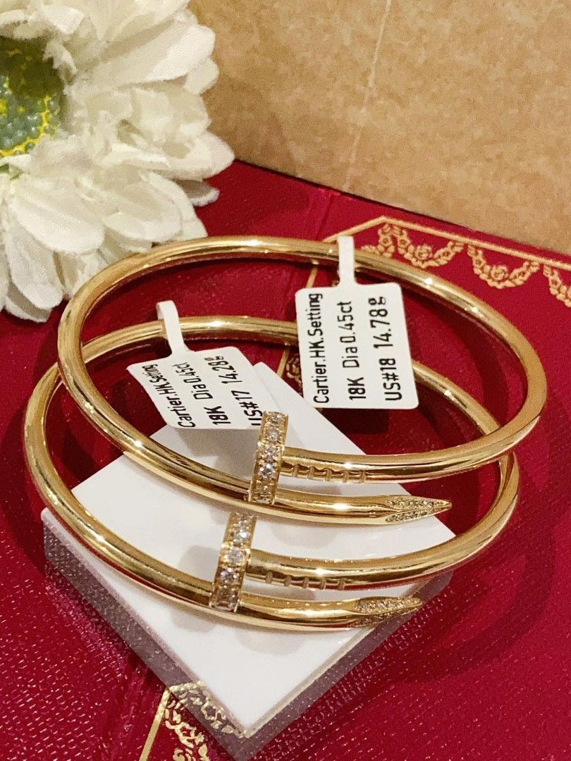 18k HongKong setting gold diamond nail bangle (Category: Bracelets) located in Manila. Submitted by bhelgoldseller2ndaccount (Listing ID 1441794851, Image 3). Description: New!!✨New!!✨New!! 18k HongKong setting Gold 💯pawnable/naisasanla 💯with high appraisal rate 💯good investment 💯Direct supplier price 👉OPEN for resellers 🌺please take time to evaluate their actual sizes and grams 👉Best panggift for all occasions ✅ Sold per grams not per pie