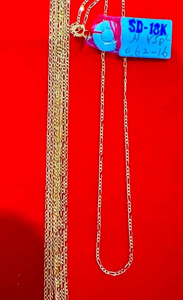 18k Saudi Gold Figaro necklaces (Category: Necklaces) located in Manila. Submitted by bhelgoldseller2ndaccount (Listing ID 1441821617, Image 3). Description: New!!✨New!!✨New!! Authentic 18k Saudi Golds 💯pawnable/naisasanla 💯with high appraisal rate 💯good investment 💯Direct supplier price 👉OPEN for resellers 🌺please take time to evaluate their actual sizes and grams 👉Best panggift for all occasions ✅ Sold per grams not per piece Kya lowest 